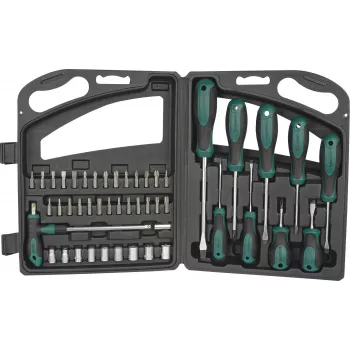 BRÜDER MANNESMANN M11247 ensemble d'outils 47 pièces en valise plastique, acier chrome-vanadium, maison et bricolage