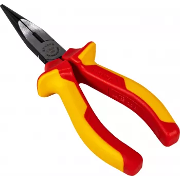 Pince à becs longs BRÜDER MANNESMANN VDE 160 mm, isolée 1000 V, pour travaux sur pièces sous tension, rouge/jaune 10603