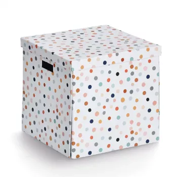 Boîte de rangement Zeller Dots à pois blancs 33,5 x 33 x 32 cm 14476