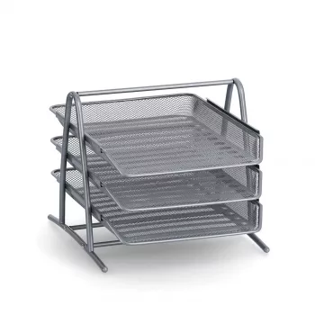 ZELLER MESHLINE 17701 corbeille à courrier A4 en aluminium 3 niveaux, argent