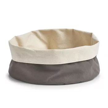 Zeller Bread Basket 18006 – Foldable Fabric Basket with Metal Frame, Grey, 20 x 20 x 7 cm