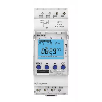 Programmateur horaire numérique hebdomadaire THEBEN TR 610 top3 12-24 V, 1 canal, rail DIN, 16 A 6104130