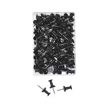 WEDO 54 201 Black Pushpins, 100 Pieces, 12 mm Pin Length, 10 mm Head Diameter, Clear Plastic Box