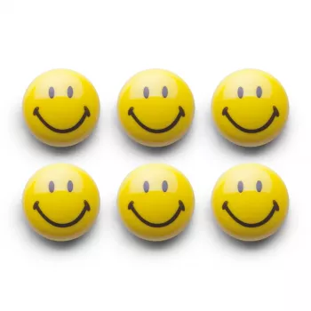 Ensemble d'aimants Smiley Zeller 6 pièces 3 cm jaune 11204