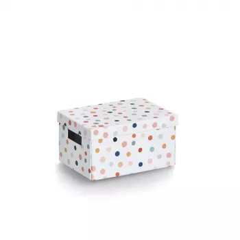 Boîte de rangement Zeller Dots blanche avec points 18,0 cm x 25,0 cm 14474