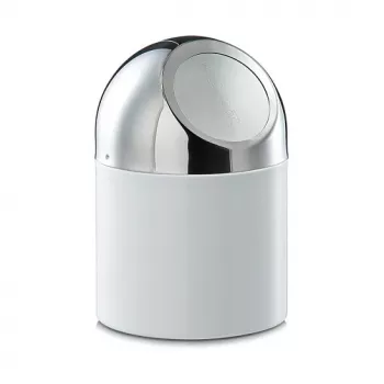 Poubelle de table Zeller 1,2 L blanche avec couvercle basculant en acier inoxydable 27203