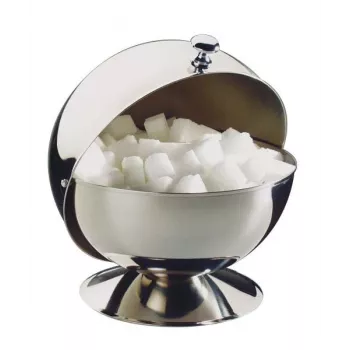 Sucrier boule APS avec couvercle à roulette, en acier inoxydable, diamètre 135 mm, hauteur 150 mm, avec poignée chromée - 1 pièce (33)