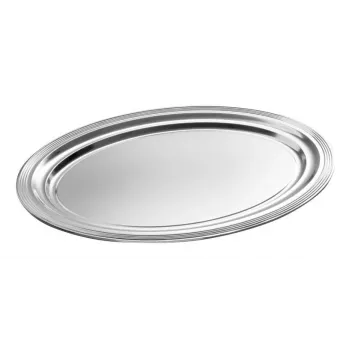 Plateau de service rectangulaire APS CLASSIC 460x340 mm argent, métal nickelé et chromé avec lignes