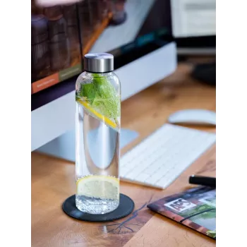 Bouteille de boisson en verre APS 0,55 L avec bouchon à vis en acier inoxydable 66907