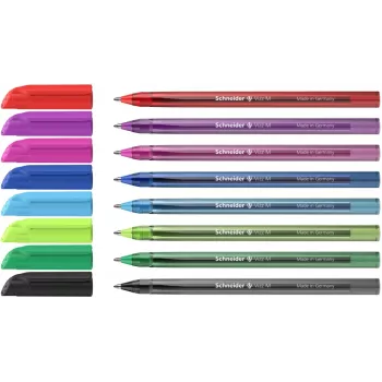 Ensemble de stylos à bille Schneider Vizz M, 8 couleurs assorties, medium 0,5 mm, grip caoutchouté, technologie Viscoglide 102298
