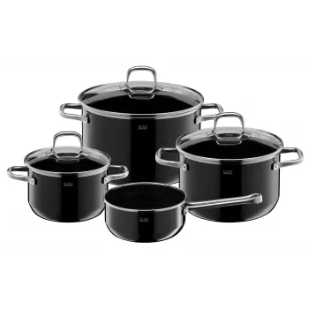 Ensemble de 4 casseroles Silit Elegance Line, Silargan noir, pour tous types de feux, résistant aux rayures, résistant à la chaleur jusqu'à 250 °C 3201019232