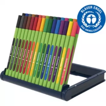 Ensemble de fineliners Schneider Edding Line-Up, 32 couleurs assorties, 0,3 mm pointe métallisée, encre à base d'eau, corps triangulaire ergonomique 191091
