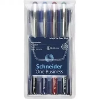 Stylo à bille Schneider Edding One Business Stick, noir/bleu/vert/rouge, lot de 4 183094