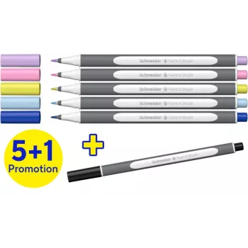 Set de feutres Schneider Paint-It 070, 6 couleurs assorties, pointe ronde 1 mm, encre à base d'eau, capuchon de sécurité ventilé ML07010502