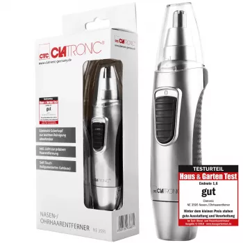 Clatronic NE 3595 Nose & Ear Hair Trimmer with Precision Light, Detachable Stainless Steel Cutting Head (263687)