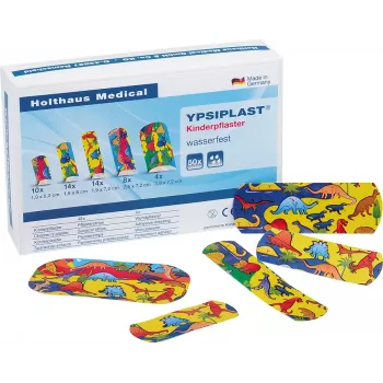 Ensemble de pansements colorés Holthaus Medical YPSIPLAST 40790, 50 pièces, hypoallergénique, hydrofuge, sans latex