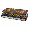 Clatronic RG 3757 appareil à raclette et grill, rectangulaire, plaque de grill striée 42x21 cm, 8 poêlons à raclette, 1400 W, acier inoxydable/plastique 263946