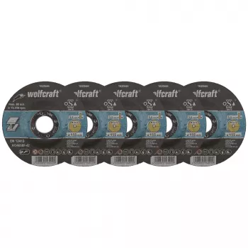 Ensemble de disques à tronçonner Wolfcraft 1620300, diamètre 115 mm, alésage 22,23 mm, épaisseur 1,0 mm, 5 pièces, pour métal et acier inoxydable