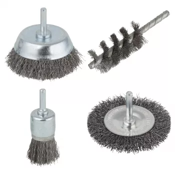 Ensemble de brosses en fil d'acier wolfcraft, 4 pièces (2133000)