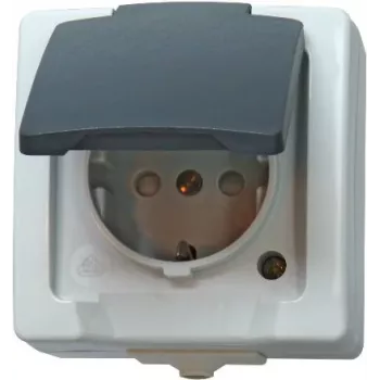 Prise Schuko HEINRICH KOPP avec couvercle rabattable et protection accrue contre les contacts, 16 A, 250 V, encastrée, blanc alpin (107856005)