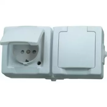 Prise Schuko HEINRICH KOPP avec couvercle rabattable, en saillie, IP44, grise 137002003