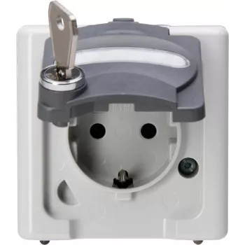 Prise Schuko HEINRICH KOPP 1 poste avec verrouillage de sécurité, en saillie pour pièce humide, grise (103556002)