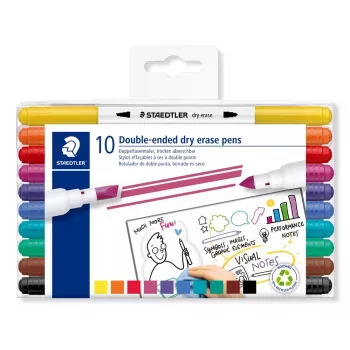Feutres STAEDTLER 3010 TB10, 10 couleurs assorties, pointe ronde 1,0 mm, encre à base d'eau