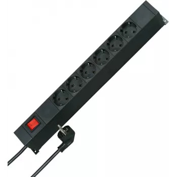 HEINRICH KOPP Multiprise pour rack 19 pouces, 12 prises Schuko (2x6), câble de 2 m, noir 931305010