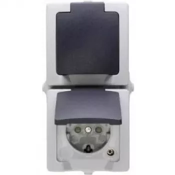 HEINRICH KOPP Prise Schuko avec couvercle rabattable Nautic gris 136956008