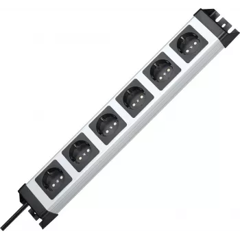HEINRICH KOPP POWERversal Multiprise Schuko 6 postes, gris/noir, câble 1,4 m 226720018