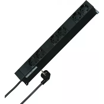 Multiprise rack 19 pouces HEINRICH KOPP 6 prises Schuko, noire, câble 2 m 931615016