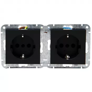 HEINRICH KOPP HK07 KombiQuick double prise Schuko, encastrée, horizontale, noire 133750003