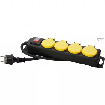 Multiprise 4 prises HEINRICH KOPP avec interrupteur, jaune/noir, 1,5 m 223012002
