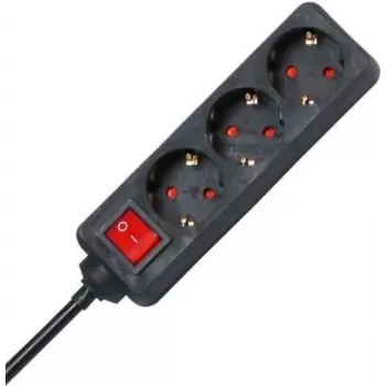 HEINRICH KOPP 129715009 Rallonge intérieure, 3 prises secteur, 1,4 m, noir/rouge