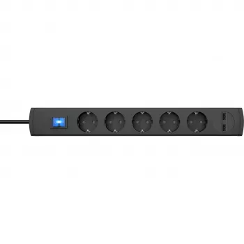 HEINRICH KOPP Multiprise 5 prises avec interrupteur, anthracite, 1,4 m 233605003