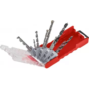 kwb 109154 Masonry Drill Bit Set, 9 Pieces, 4/6/8 mm, Carbide-Tipped, DIN 8039
