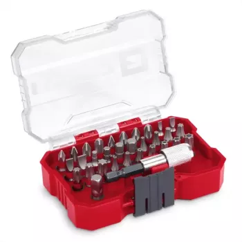 Einhell, ensemble de 32 embouts de vissage avec porte-embouts magnétique, acier S2, PH/PZ/fente/Torx/hexagonal, queue hexagonale 1/4 pouce 118693