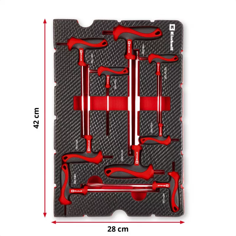 Ensemble d'inserts de coffret 9 pièces pour E-Case Einhell 370526, rouge/noir