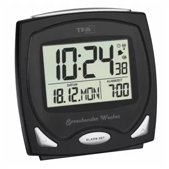 TFA Dostmann Réveil radio-piloté noir avec cadran lumineux 60.2541.01