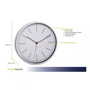 TFA Dostmann 60.3049.02 horloge murale à quartz ronde blanche