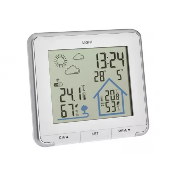 TFA Dostmann LIFE station météo sans fil avec prévisions 12-24 h, écran LCD couleur, température et humidité intérieure/extérieure, horloge DCF-77, alerte gel, 1 sonde incluse – noire 35.1153.02