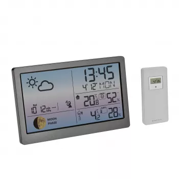 TFA Dostmann LUNA SKY 35.1169.10 station météo sans fil avec prévisions sur 12 heures, phase de lune, compatible jusqu'à 3 sondes
