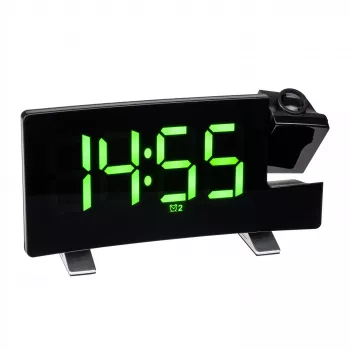 TFA Dostmann réveil à projection radio-piloté avec fonction de charge USB - réveil numérique - rectangulaire - noir - plastique - heure - LED (60.5015.04)