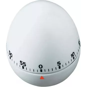TFA DOSTMANN Minuteur de cuisine en forme d'œuf, mécanique, blanc, 60 minutes, alarme sonore, 60 x 74 mm 38.1002