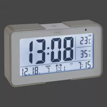 TFA Dostmann 60.2540.53 Réveil radio-piloté or/blanc