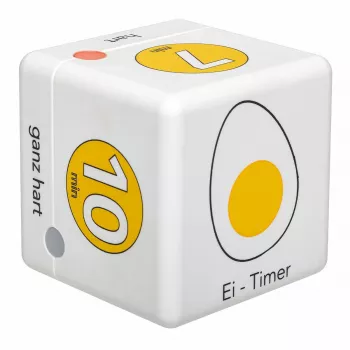 TFA Dostmann Cube Timer Minuteur d'œuf numérique, blanc/jaune (38.2041.07)