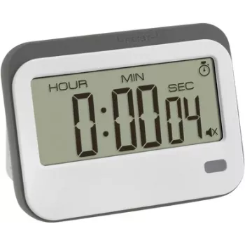TFA Dostmann 38.2052.02 Digital Timer with Stopwatch and Alarm Clock, White/Grey