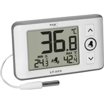 Thermomètre professionnel numérique TFA Dostmann LT 202 avec sonde à câble, blanc 30.1052.02