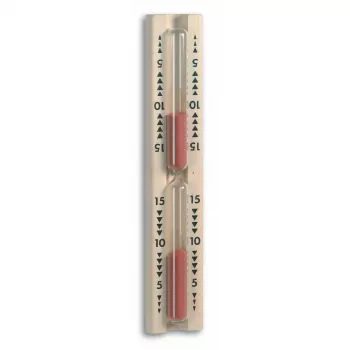 Sablier de sauna TFA Dostmann, bois de hêtre, 15 minutes, fixation murale, 33 x 53 x 286 mm 40.1001
