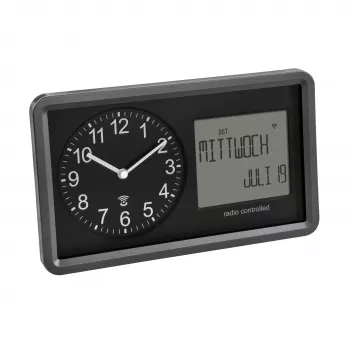 Horloge murale radio-pilotée TFA Dostmann 60.3552.01 noire